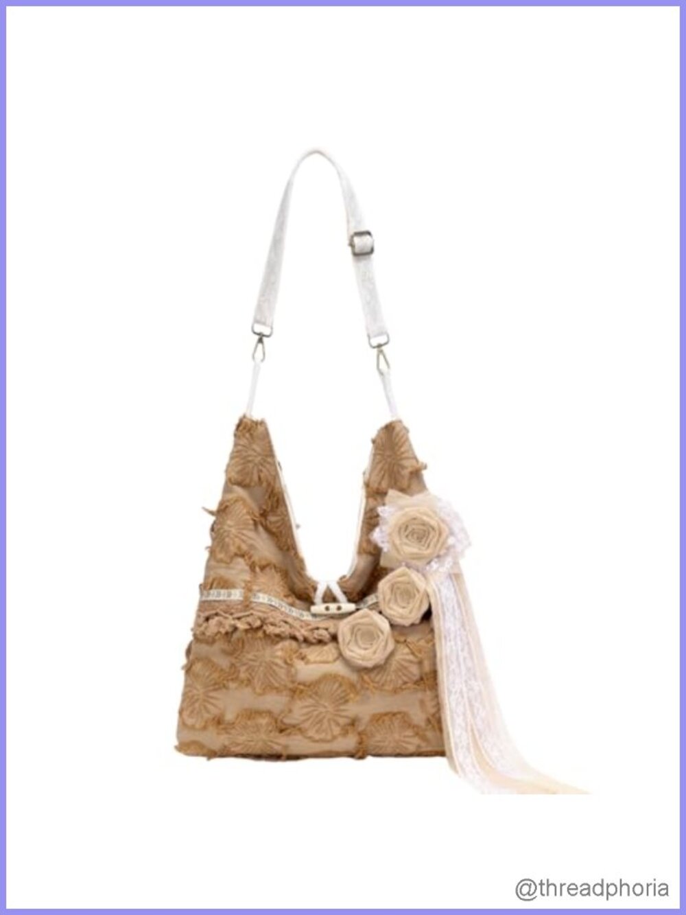Boho Hobo Handbag with Flower Crossbody Purse Fringe Tassel